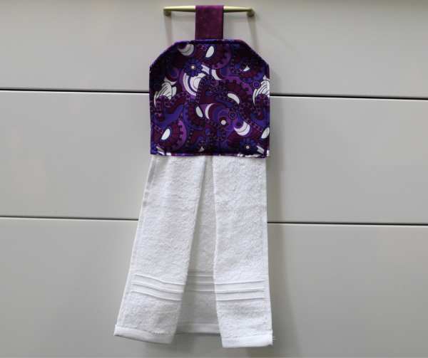 Purple Abstract Hanging Tea Towel