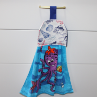Octopus and Shells Hanging Tea Towel