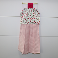 Tiny Buds with Pink Waffle Hanging Tea Towel