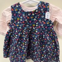 Blue Flower Dress with Apricot Shirt