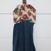 Flowers and Blue Hanging Tea Towel