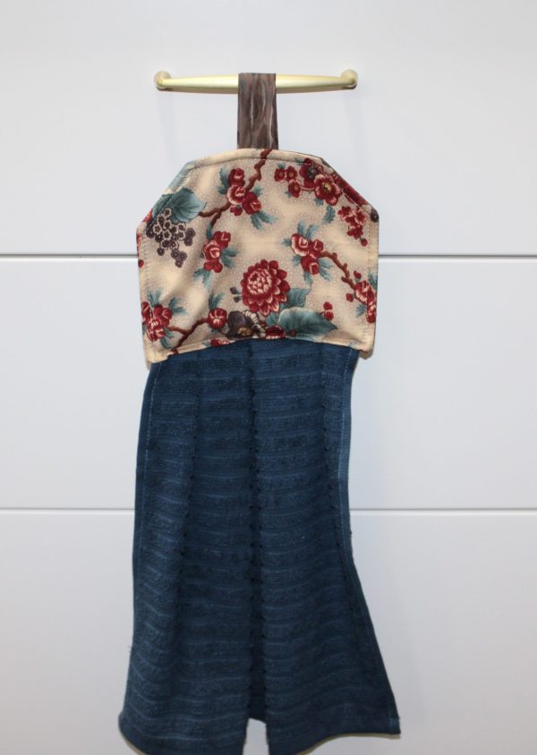 Flowers and Blue Hanging Tea Towel