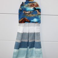 Blue Horses Hanging Tea Towel