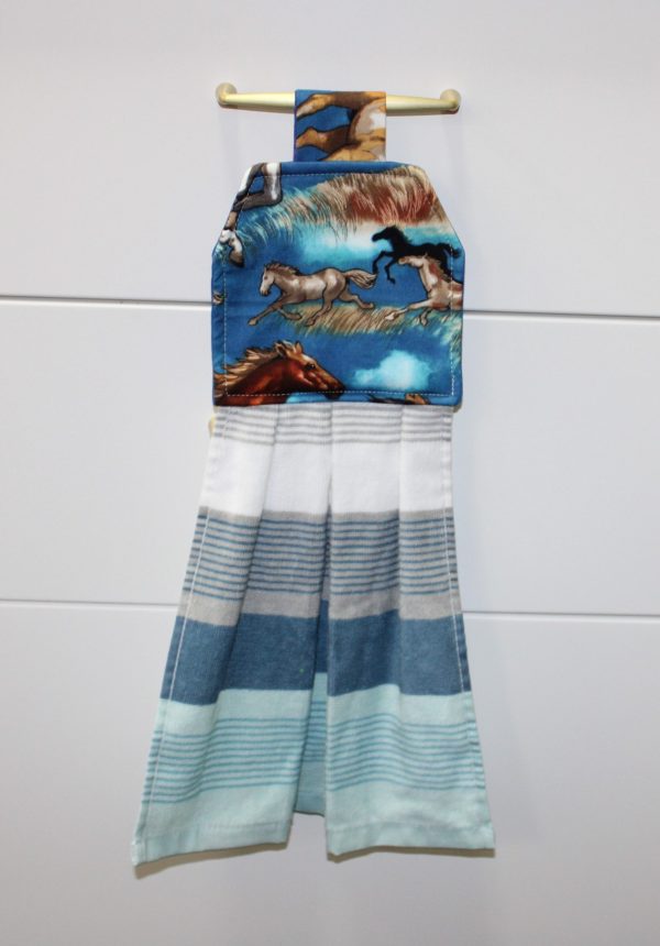 Blue Horses Hanging Tea Towel