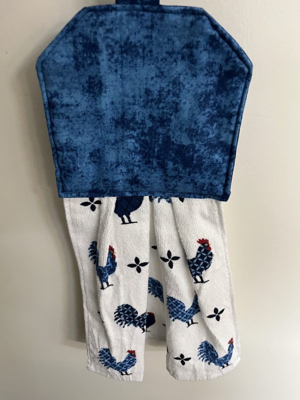 Blue Rooster Hanging Tea Towel