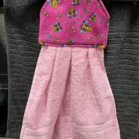 Pink Bees Hanging Tea Towel