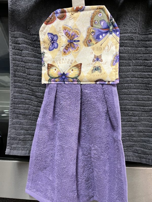 Purple Butterflies Hanging Tea Towel