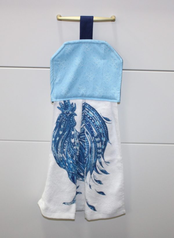 Blue Rooster Hanging Tea Towel